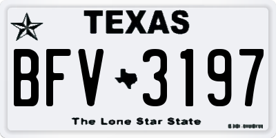 TX license plate BFV3197