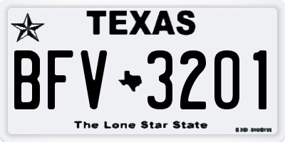TX license plate BFV3201