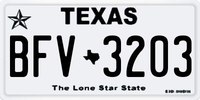 TX license plate BFV3203