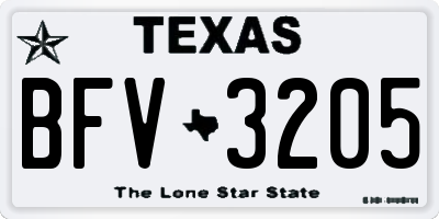 TX license plate BFV3205