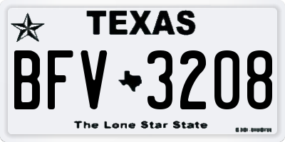 TX license plate BFV3208