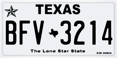 TX license plate BFV3214