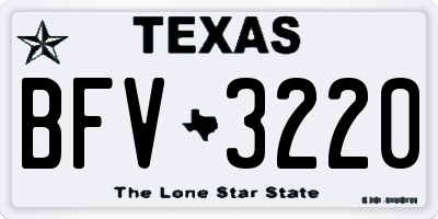 TX license plate BFV3220