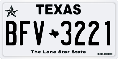 TX license plate BFV3221