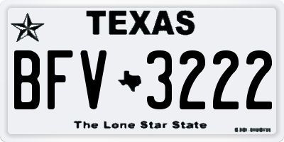 TX license plate BFV3222