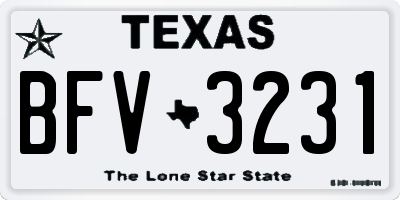 TX license plate BFV3231