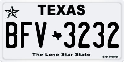 TX license plate BFV3232