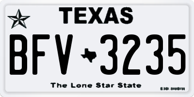 TX license plate BFV3235