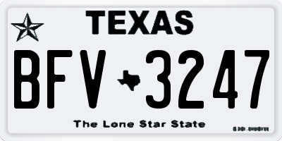 TX license plate BFV3247