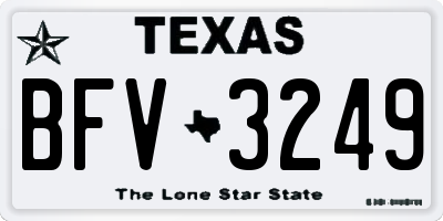 TX license plate BFV3249