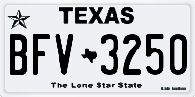 TX license plate BFV3250