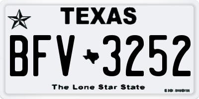 TX license plate BFV3252