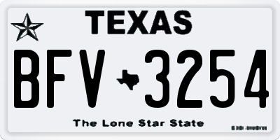 TX license plate BFV3254