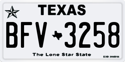 TX license plate BFV3258