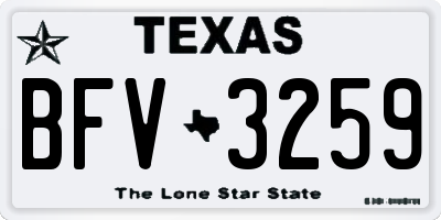 TX license plate BFV3259