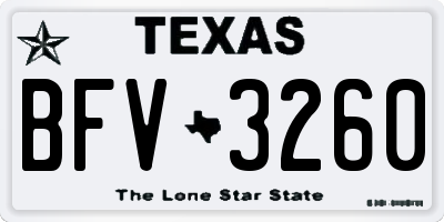 TX license plate BFV3260