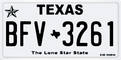 TX license plate BFV3261
