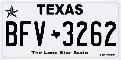 TX license plate BFV3262