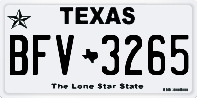 TX license plate BFV3265