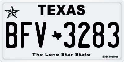 TX license plate BFV3283