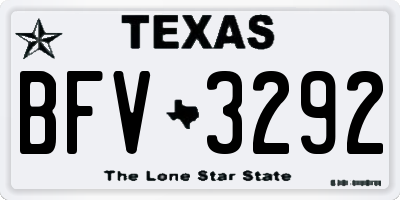 TX license plate BFV3292
