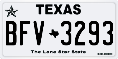 TX license plate BFV3293