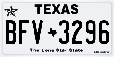 TX license plate BFV3296