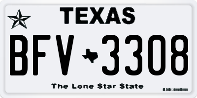 TX license plate BFV3308
