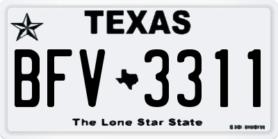 TX license plate BFV3311