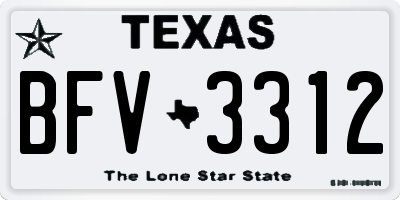 TX license plate BFV3312