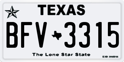 TX license plate BFV3315