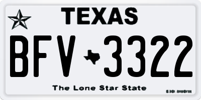 TX license plate BFV3322