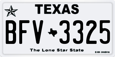 TX license plate BFV3325