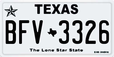 TX license plate BFV3326
