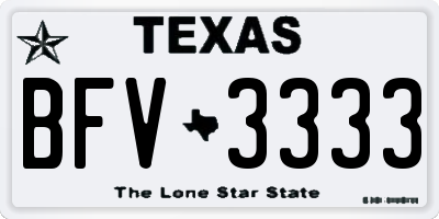 TX license plate BFV3333