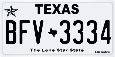 TX license plate BFV3334