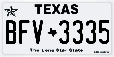 TX license plate BFV3335
