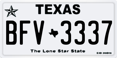 TX license plate BFV3337