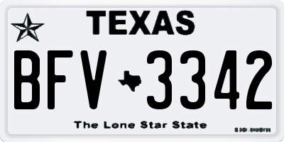 TX license plate BFV3342