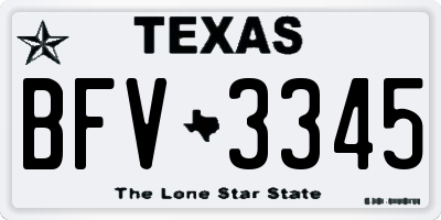 TX license plate BFV3345