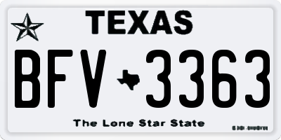 TX license plate BFV3363