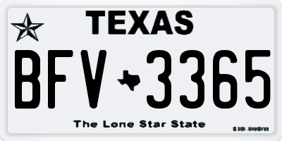 TX license plate BFV3365