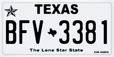 TX license plate BFV3381