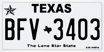 TX license plate BFV3403