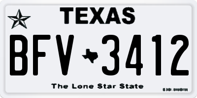 TX license plate BFV3412