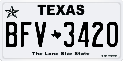 TX license plate BFV3420