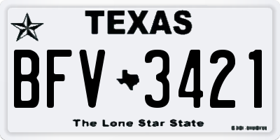 TX license plate BFV3421