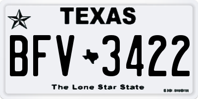 TX license plate BFV3422