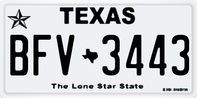 TX license plate BFV3443