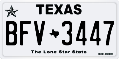 TX license plate BFV3447